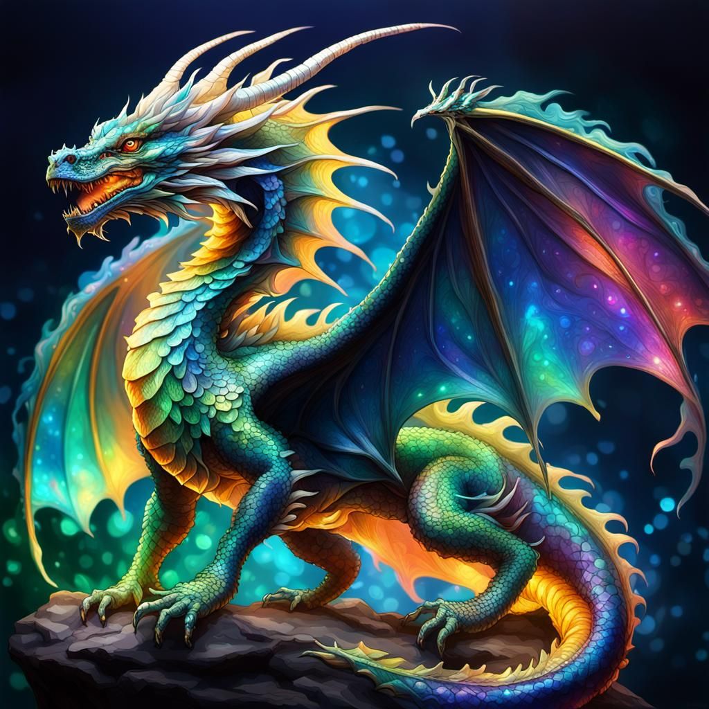 Luminescent Dragon with Iridescent Scales