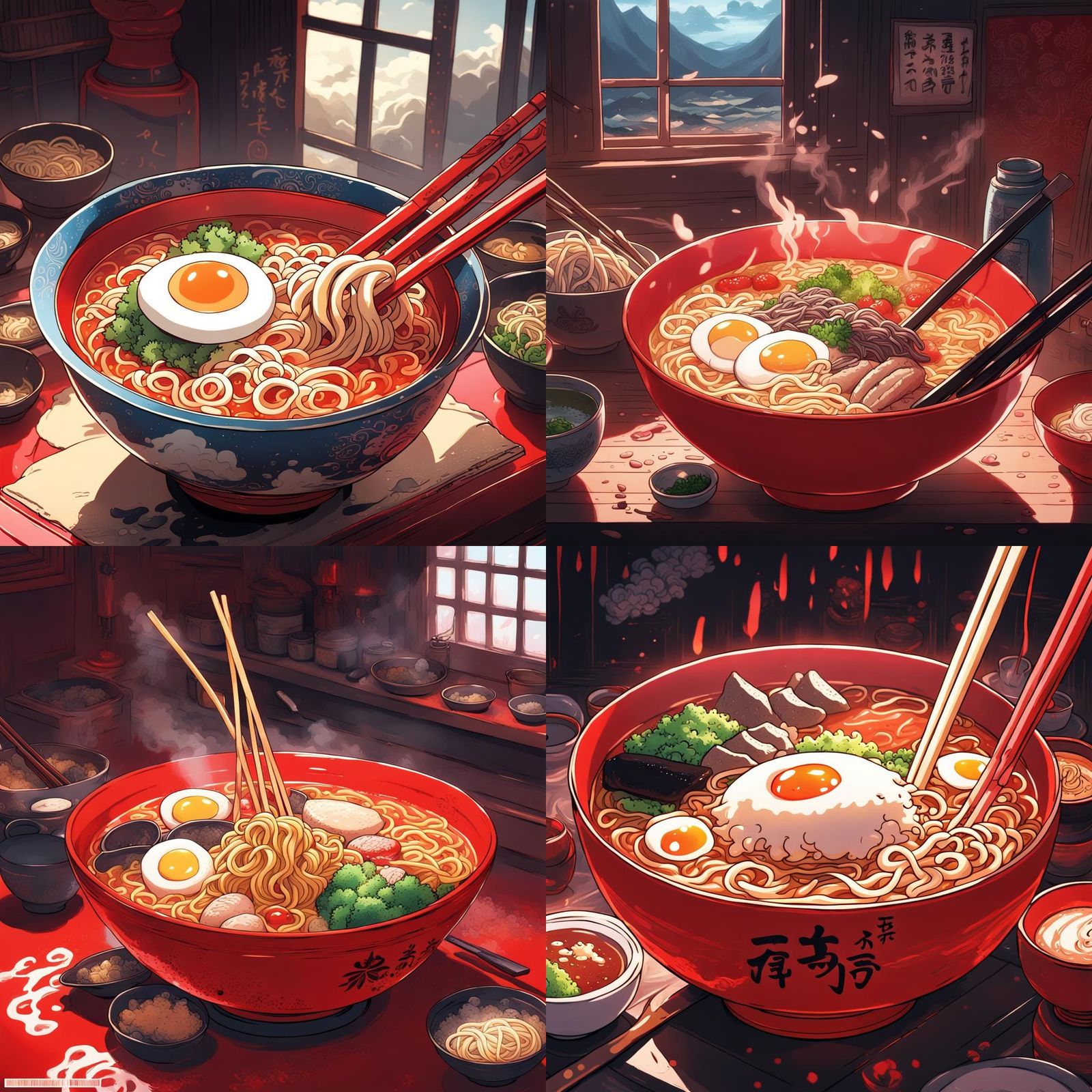 Steaming Ramen in Studio Ghibli Anime Style
