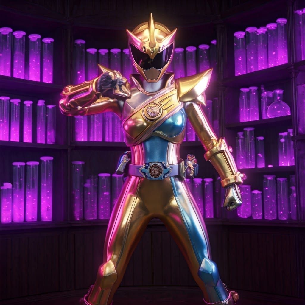 Gold Super Sentai Heroine in Neon Lab