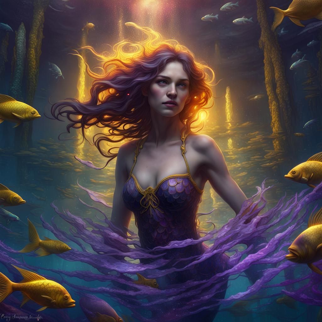 Mermaid's Deep Dive: Dark Fantasy Art in 8K