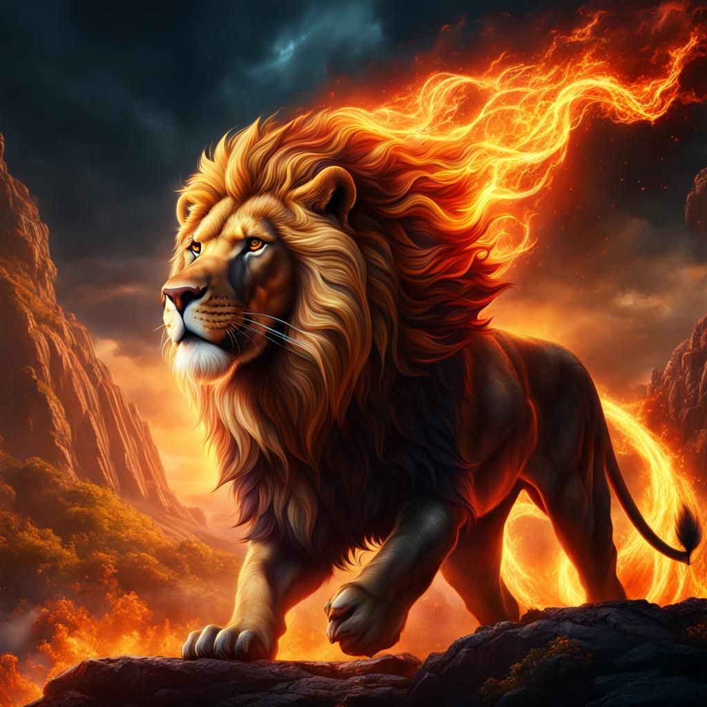 Lion of Judah: Consuming Fire in Detailed Matte Painting