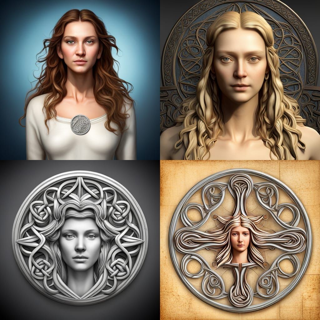 Vitruvian Woman: Hyperrealistic 3D Rendering with Celtic Kno...