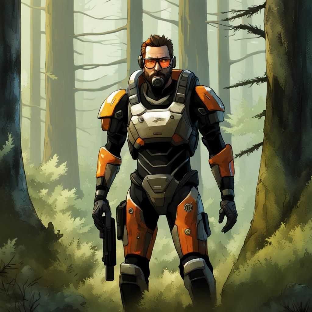 Armored Explorer in Forest