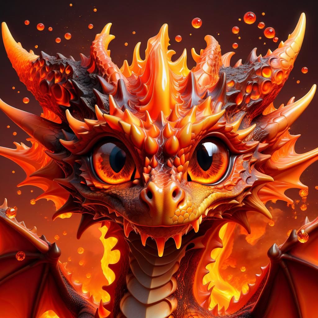 Molten Lava Dragon Portrait in Anime Style