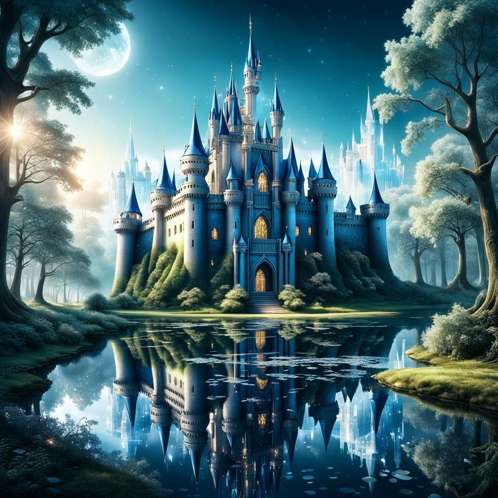 Crystal Fairy Tale Castle Reflecting Light