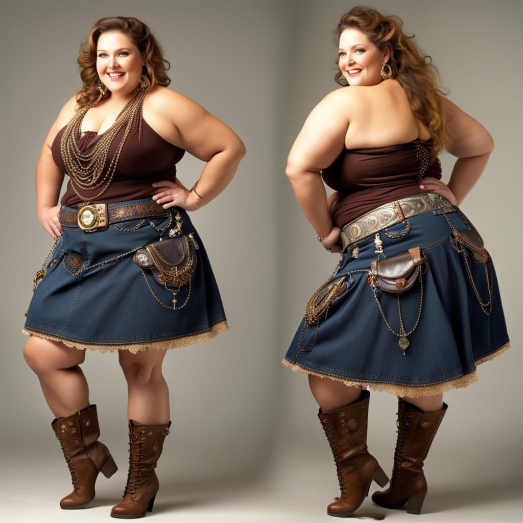 Curvaceous Western Cowgirl Shopping in Artstation Style