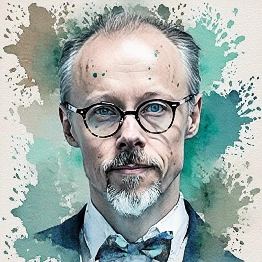 Watercolor Portrait with Turquoise and Teal Accents