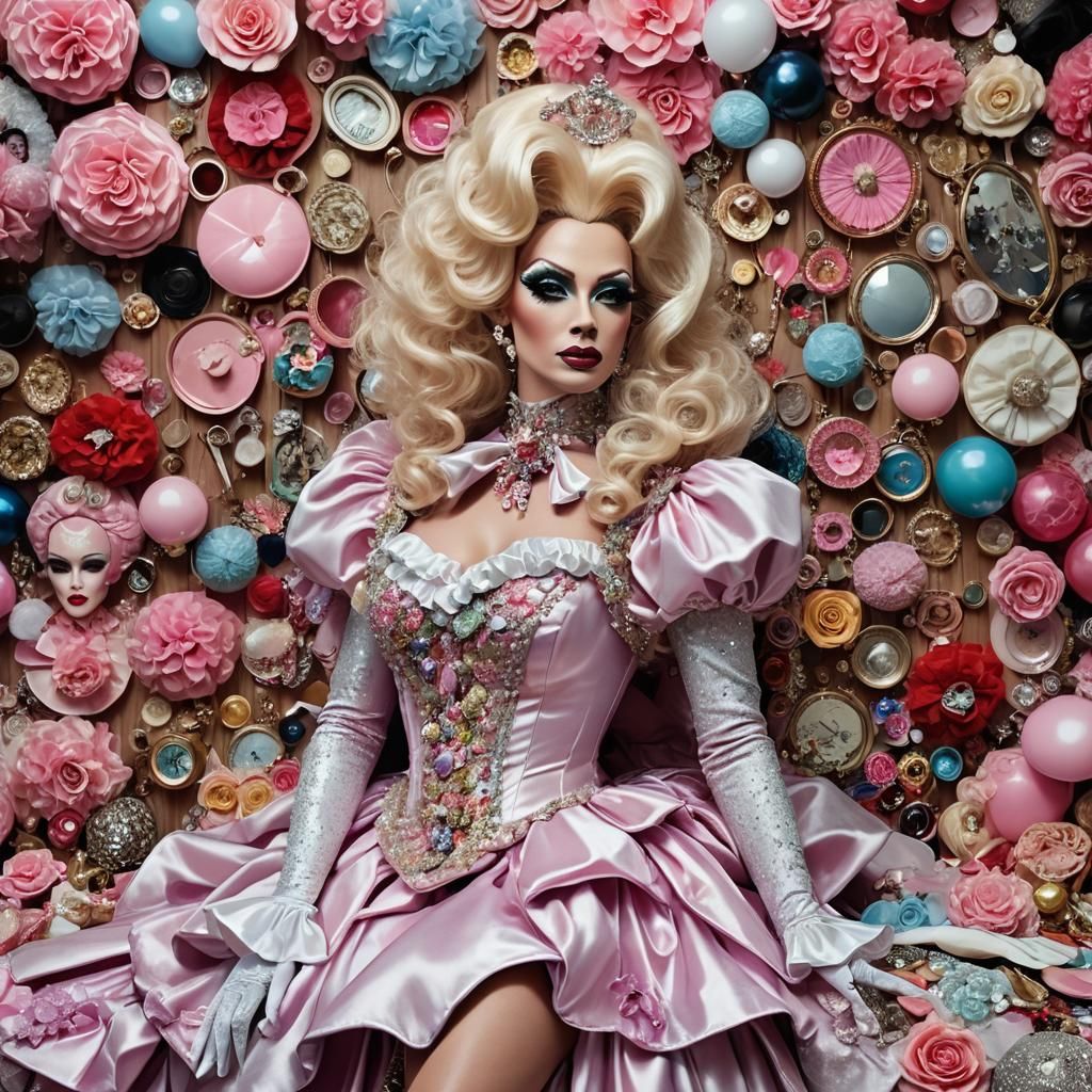 Extravagant Drag Queen in Satin Wonderland