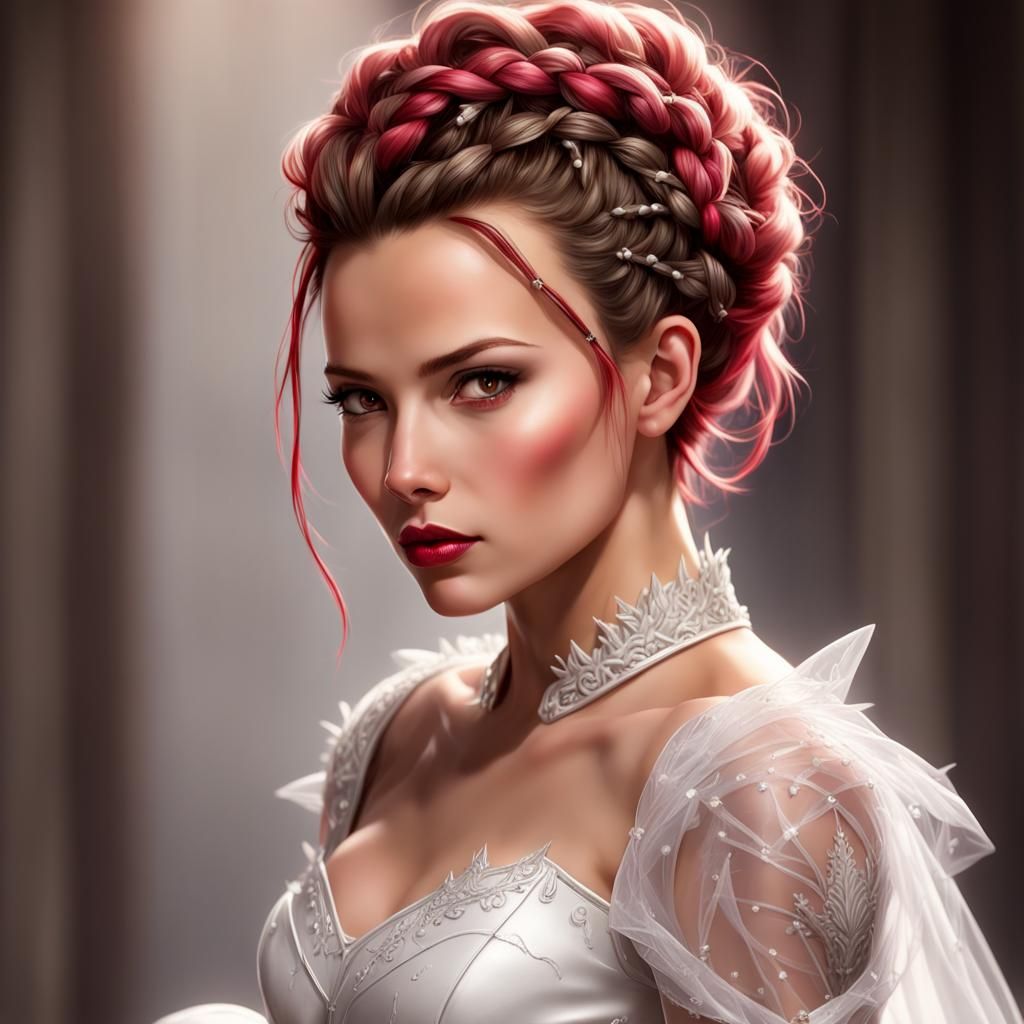 Armored Bride in Wedding Gown, Hyperdetailed Concept Art