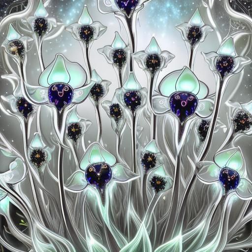 Bioluminescent Fractal Plants with Galactic Sky