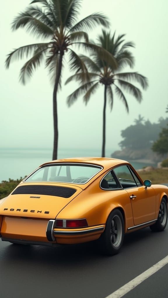 Vintage Amber Porsche 911 Carrera by Coastal Road
