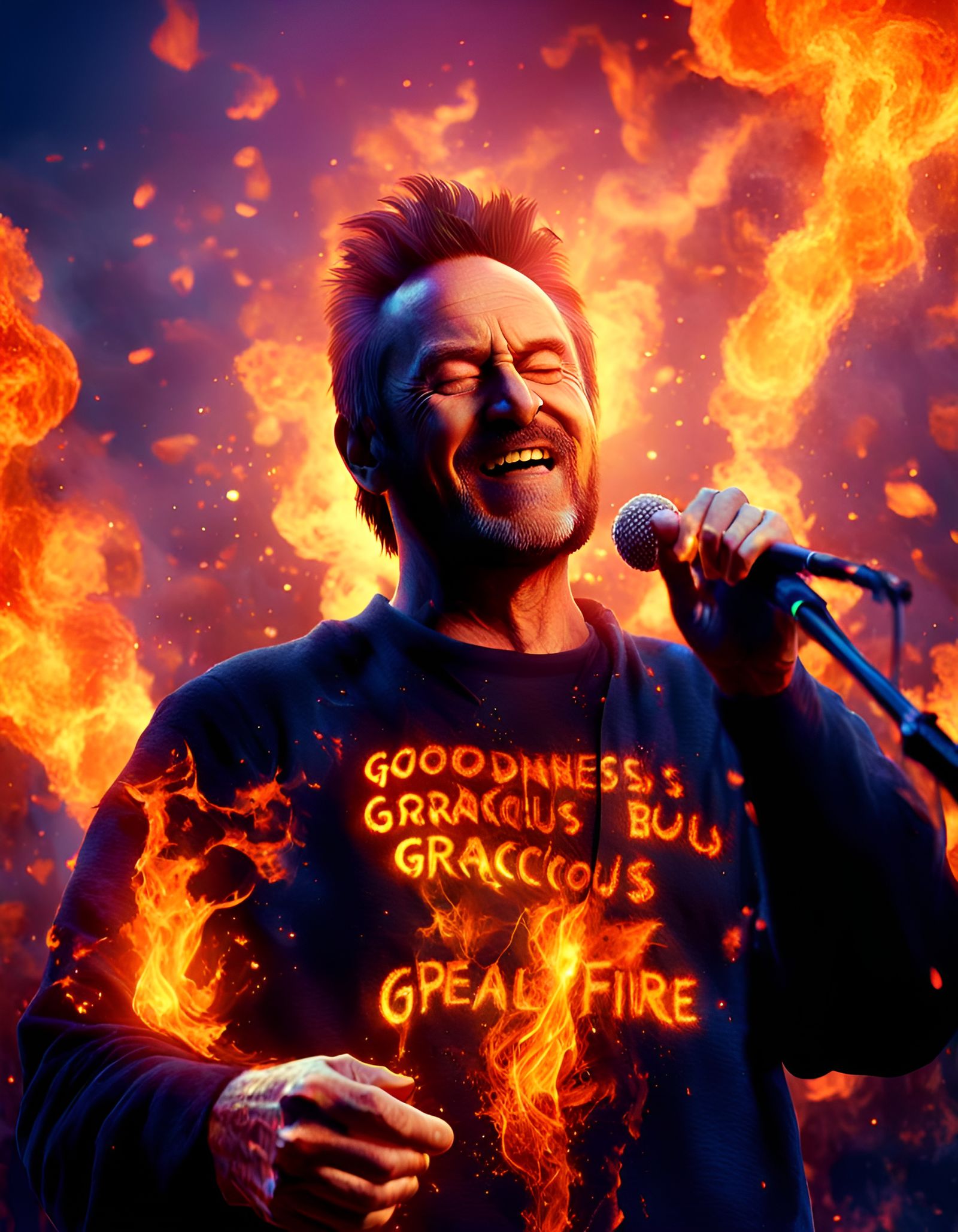 Rock Star Ablaze: A Fiery Concert Scene