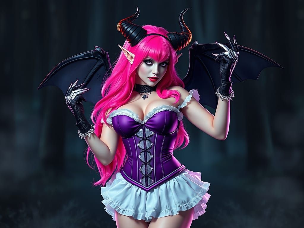 Provocative Elf Girl Dancing in Foggy Forest