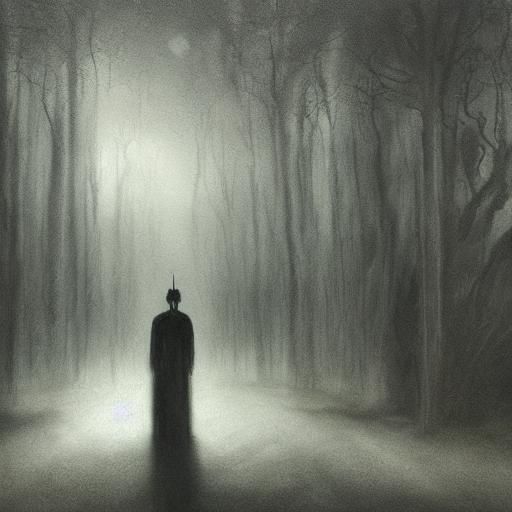 Eerie Humanoid Figure in Shadows: Dark Surrealism