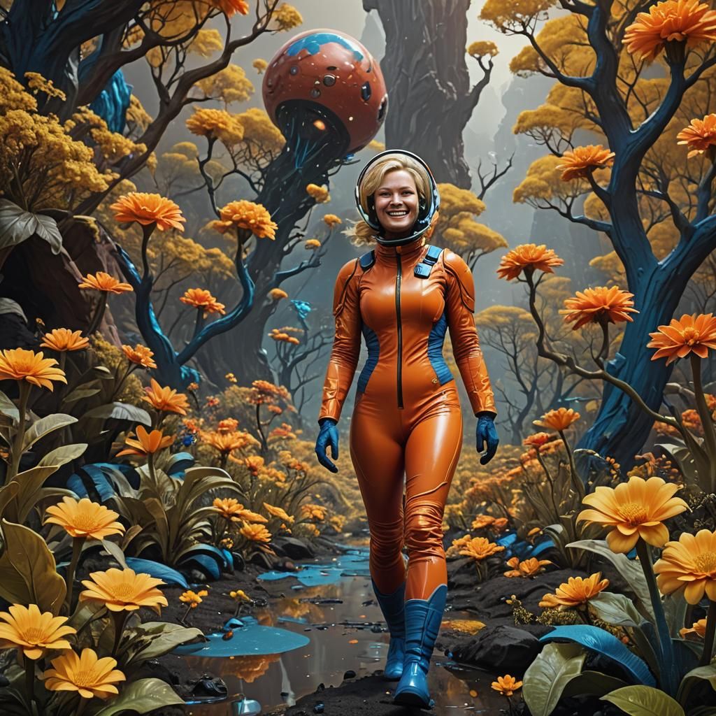 Alien Planet Woman in Spacesuit: Fantasy Concept Art