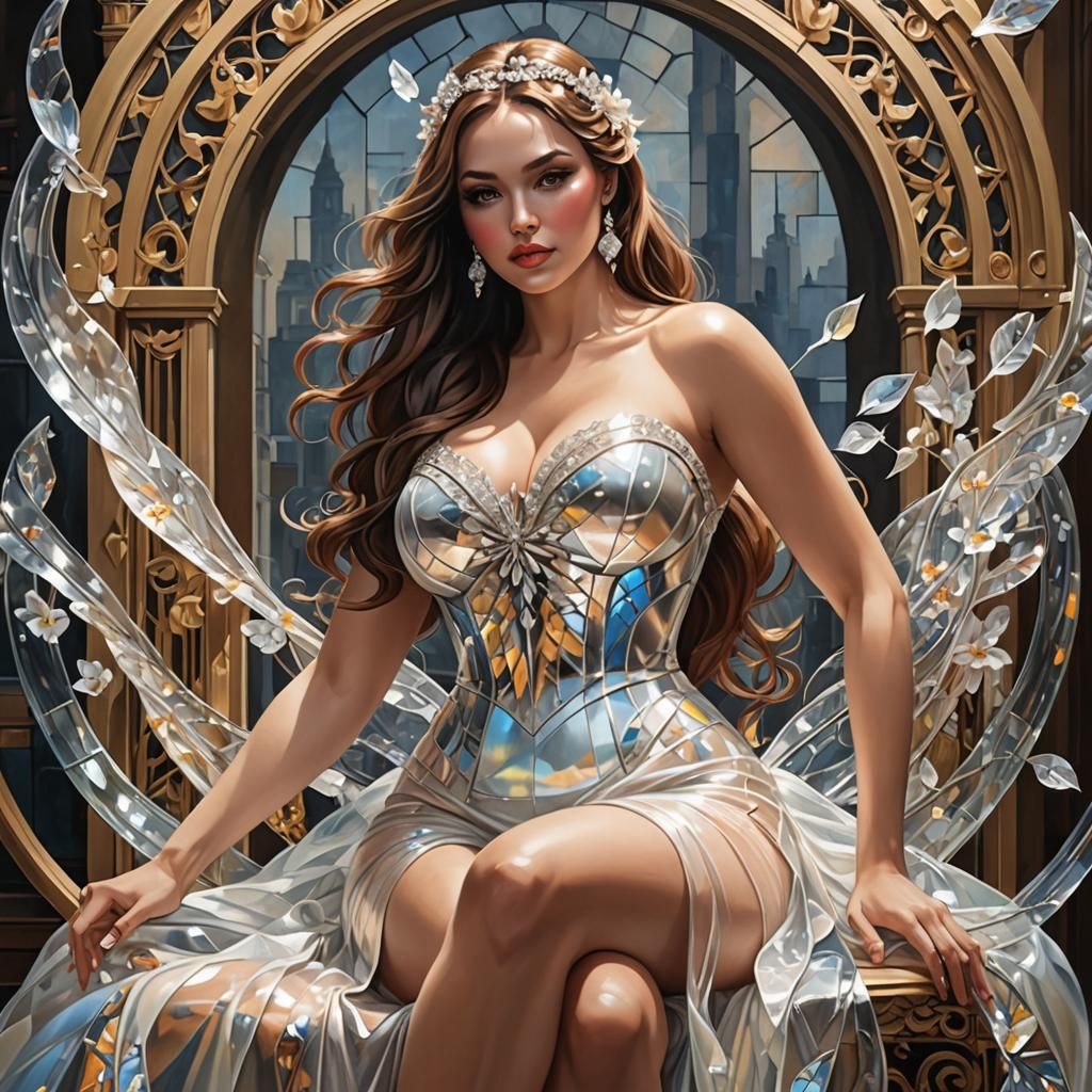 Blonde Braided Pinup in Hyperrealistic Art Style