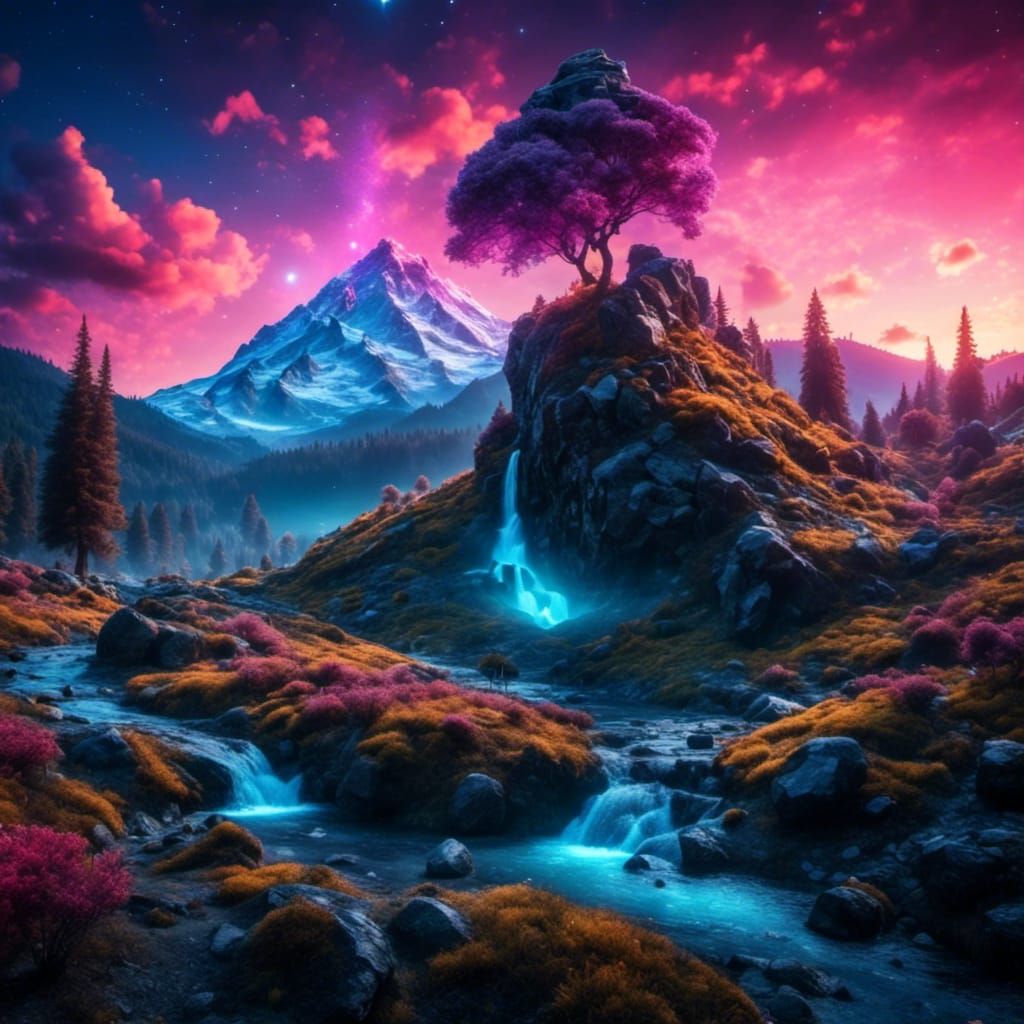 Lush River Valley Near Mount Rainier