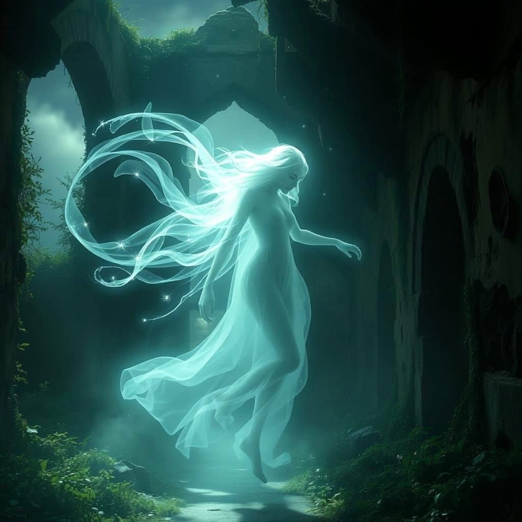 Ethereal Spirit in Ancient Ruin