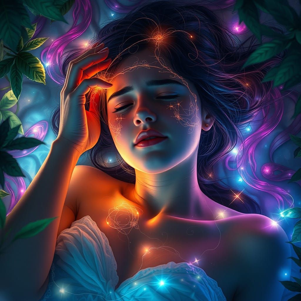 Dreamlike Portrayal of a Young Woman in Agony