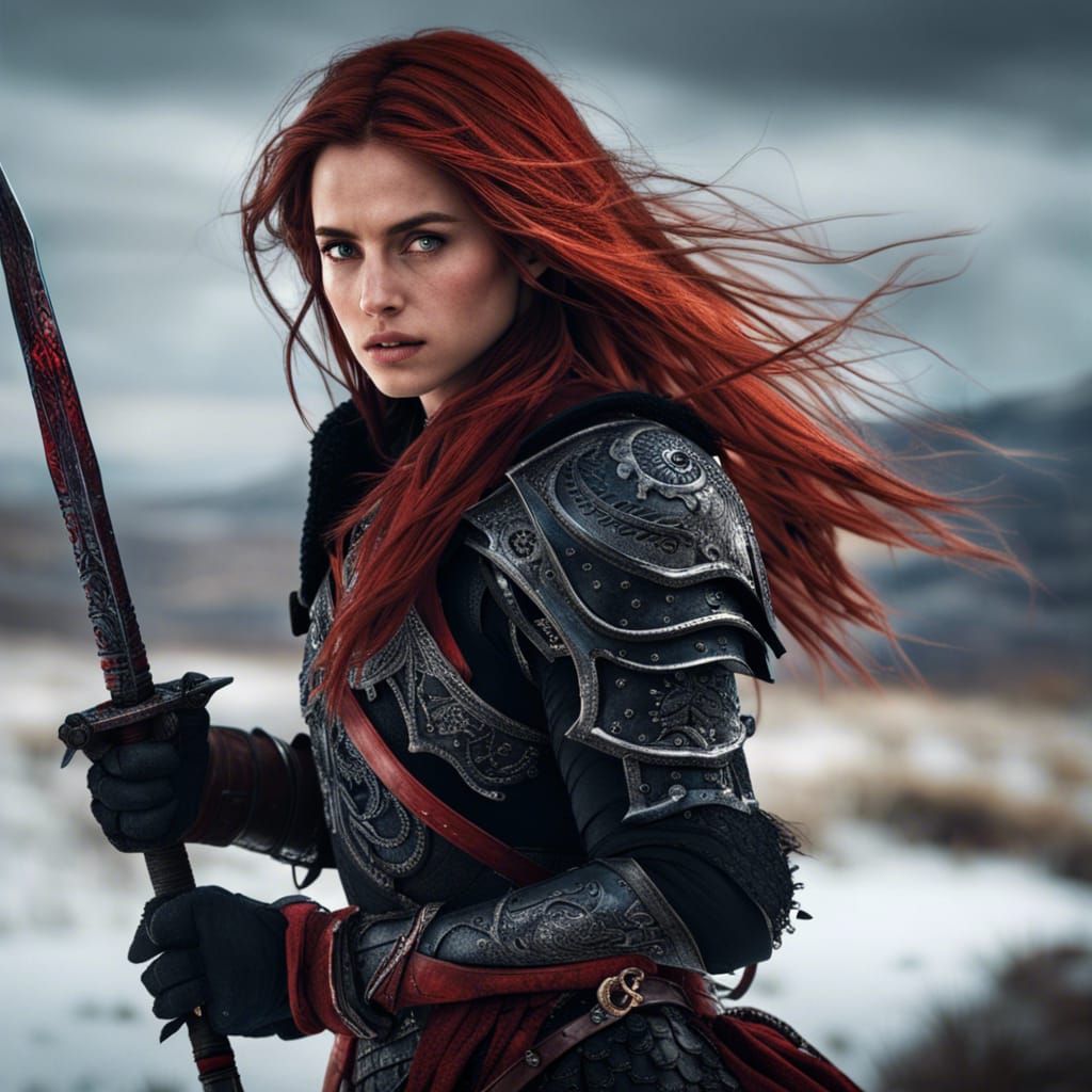 Young Warrior in Daedric Armor on Snowy Plains