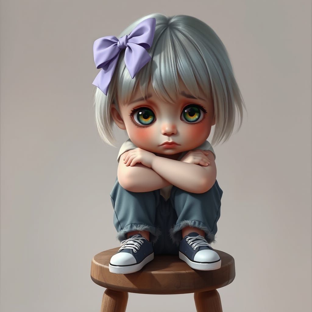 Hyperrealistic Digital Painting of a Sad Girl