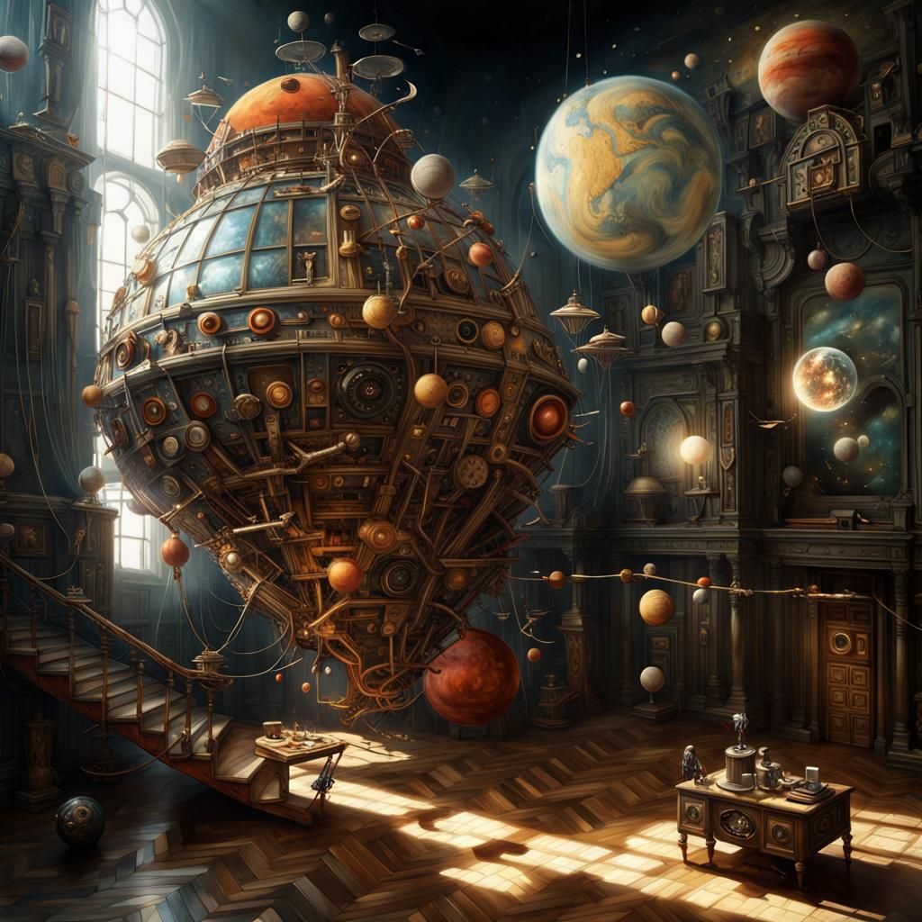 Magical Spacecraft Orbiting in Surreal Dreamscape