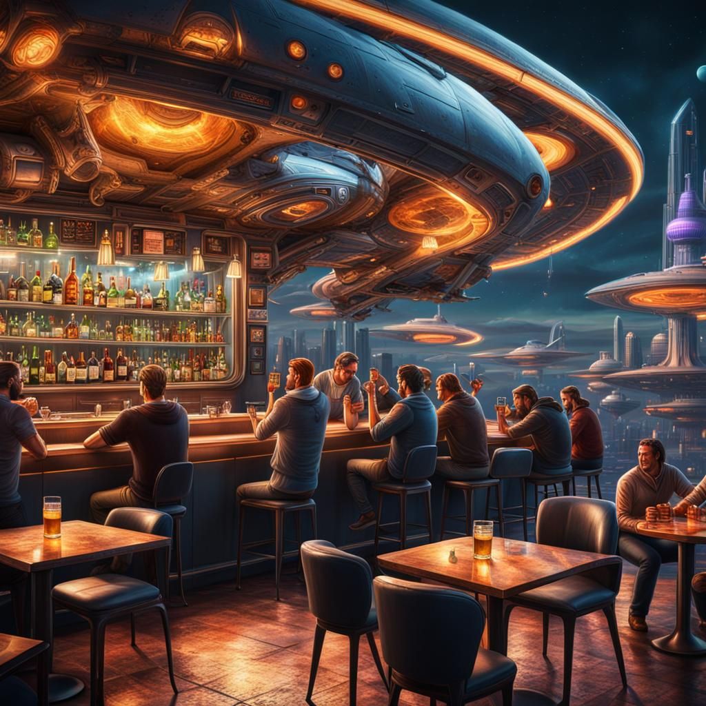 Saturn Beer Garden with Flying Vehicles