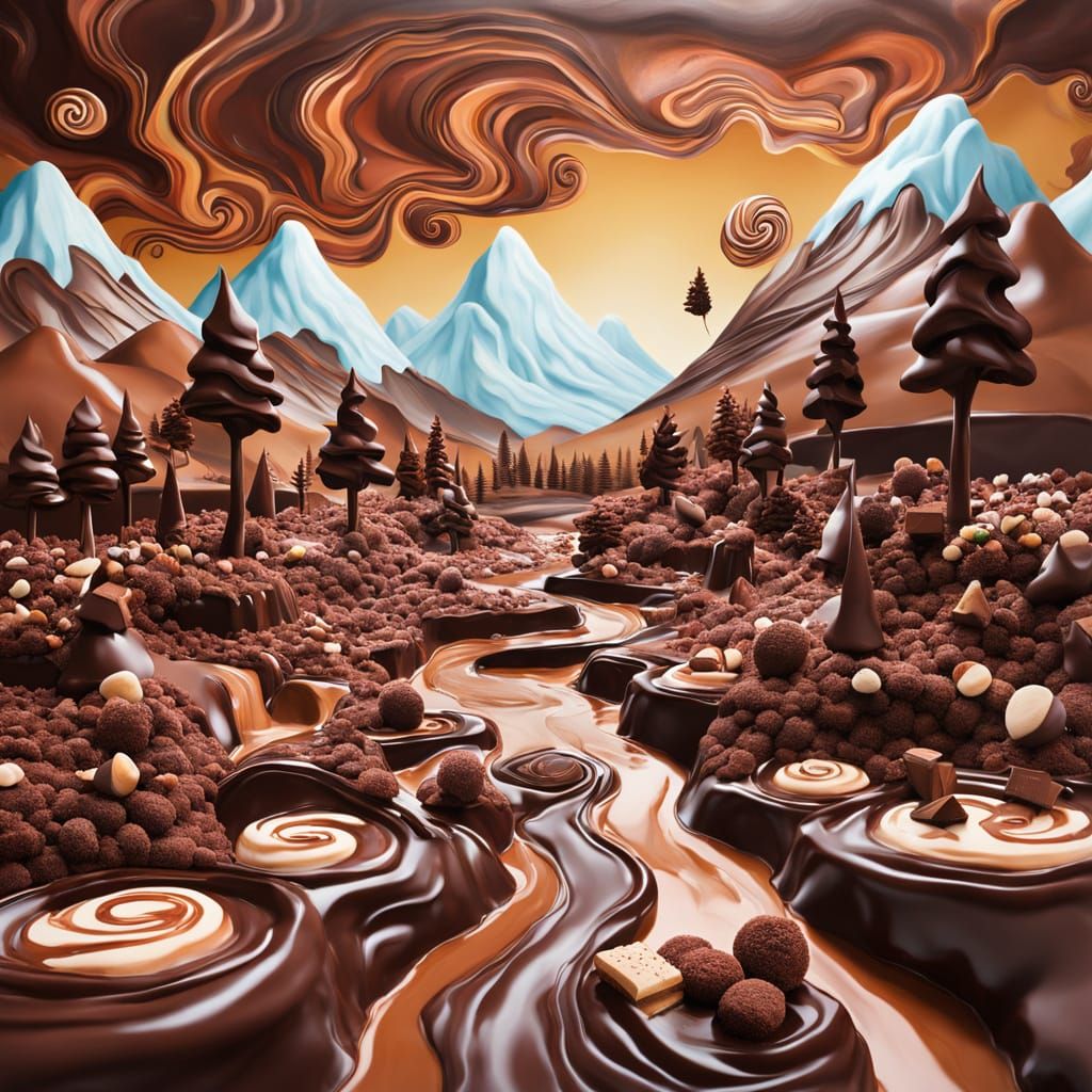 Surreal Chocolate Landscape in Dadaist Style