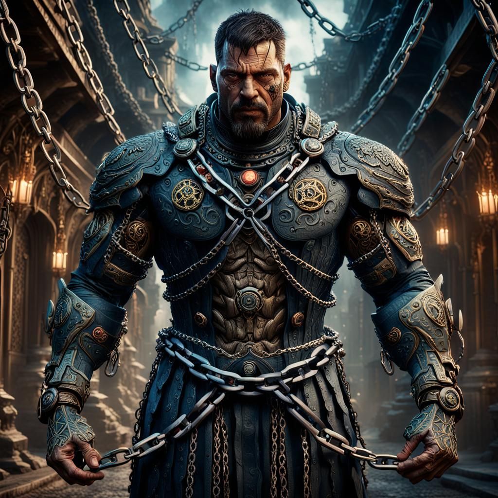 Chained Supervillain in Detailed Matte Painting