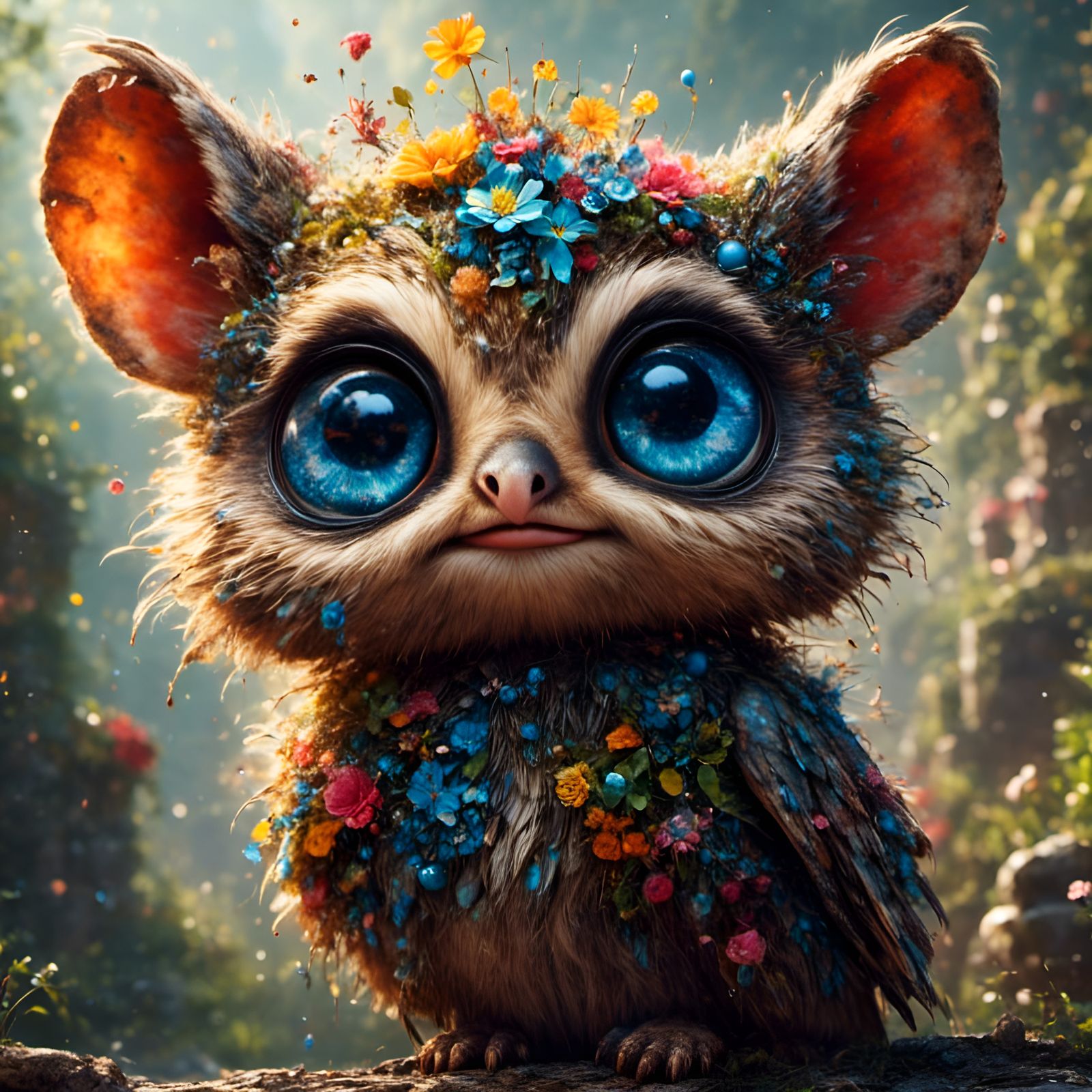 Adorable Animal Portrait with Graffiti Splatter Effect