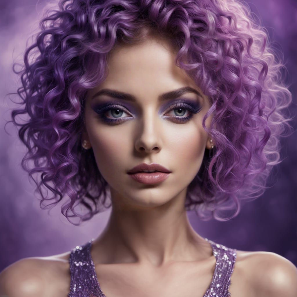 Glamorous Woman with Vibrant Purple Locks