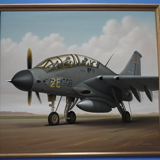 Deformed Military Aircraft as Oil Painting
