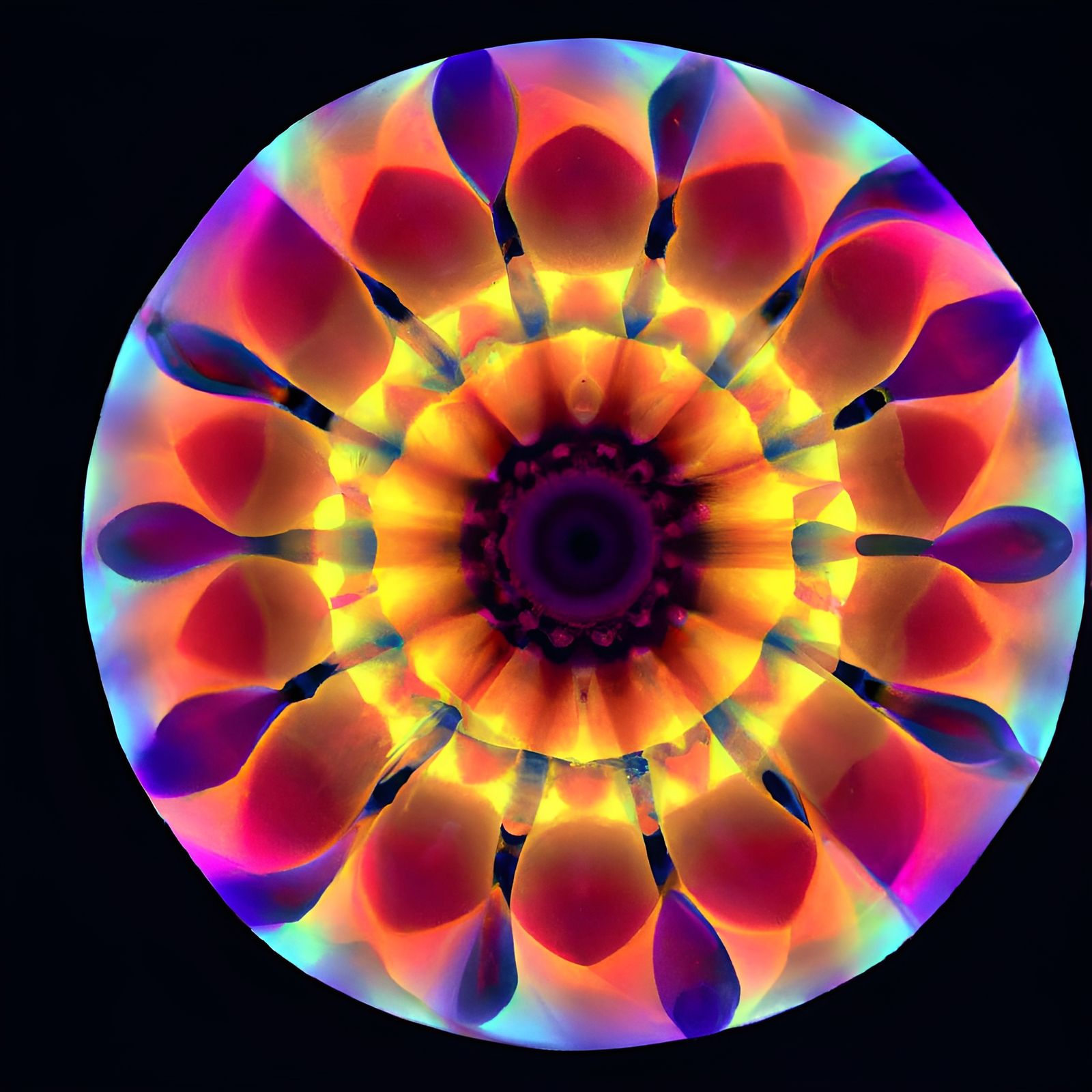 Kaleidoscopic Floral Mandala in Digital Art Style