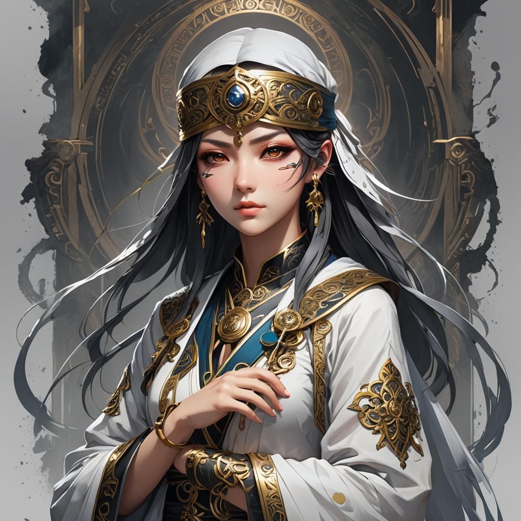 Anime Priestess with Smokey Spirit VFX