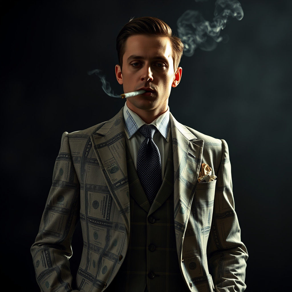 Money Suit: A Hyperrealistic Portrait in Cinematic Style