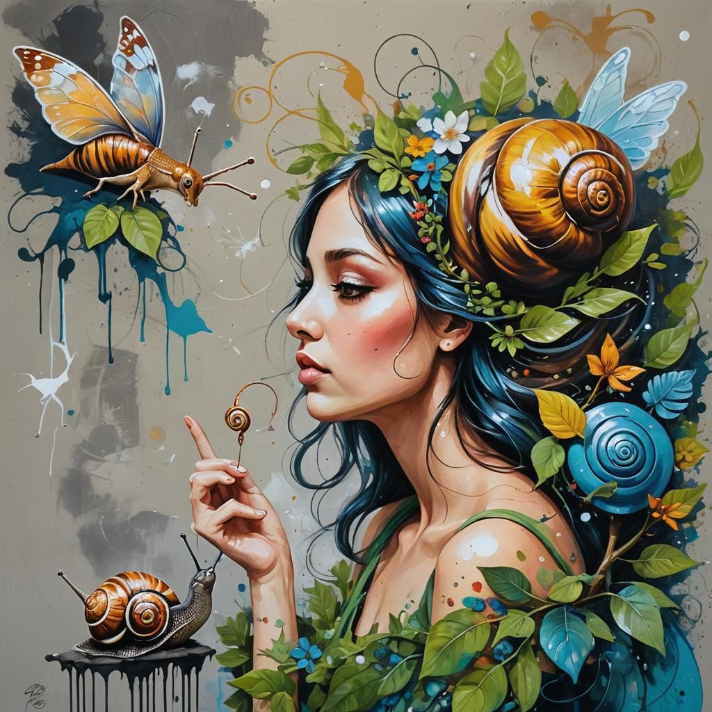 “Fairy Whispering to a Snail”