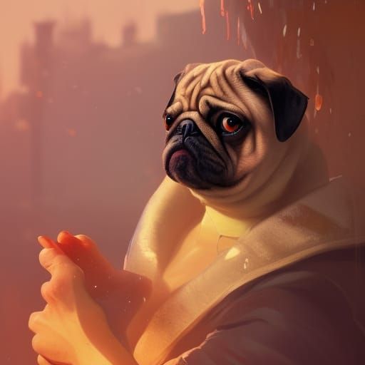 Pug's Heartbreak: An 8K Concept Art