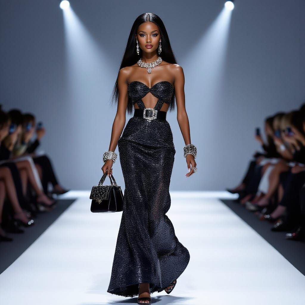 Black Barbie in Chanel on Fashion Runway