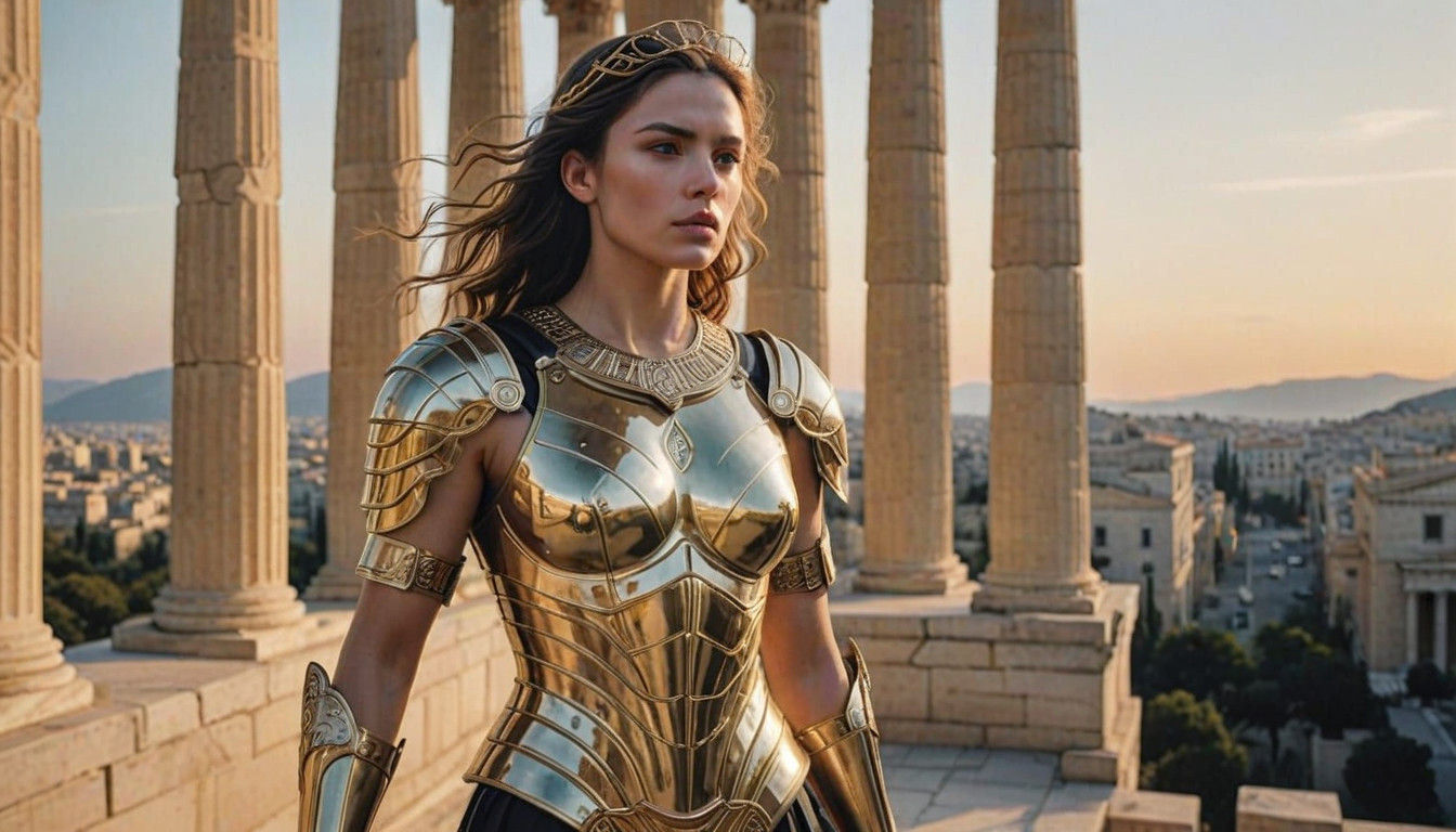 Athena in Hyperrealistic Attic Glow