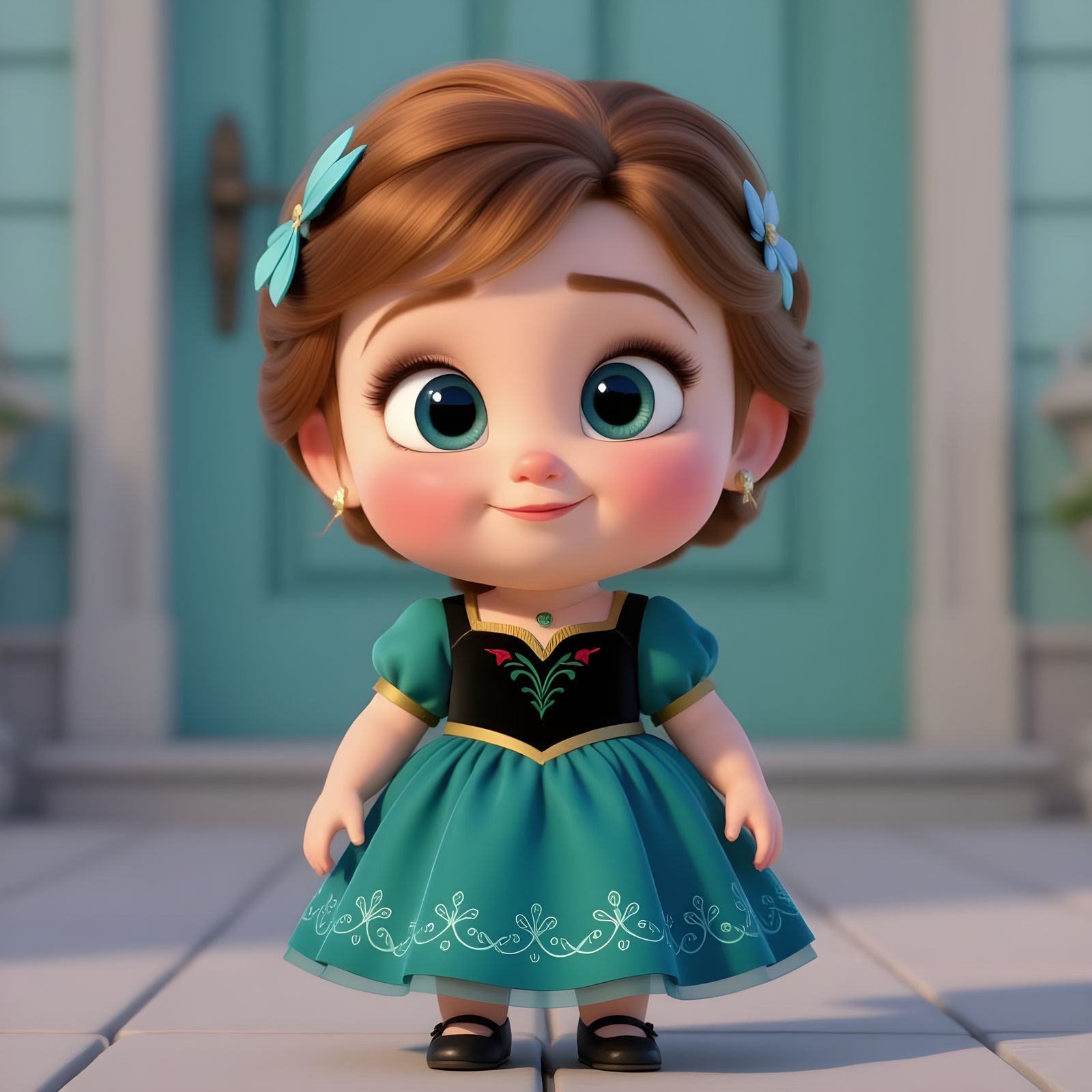 Ultra-Cute Baby Anna Portrait in Pixar Style