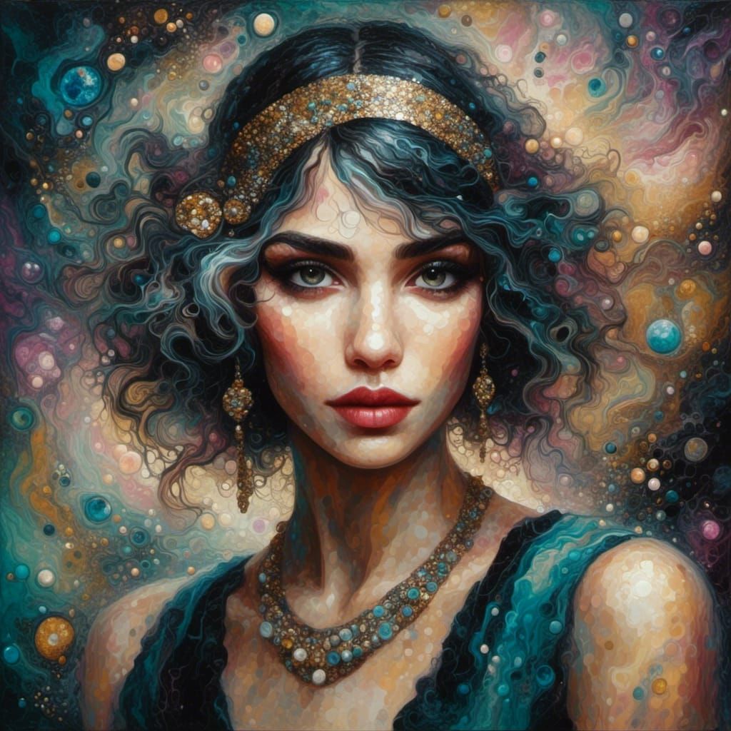 Jazz Age Portrait in Liquid Pour Style