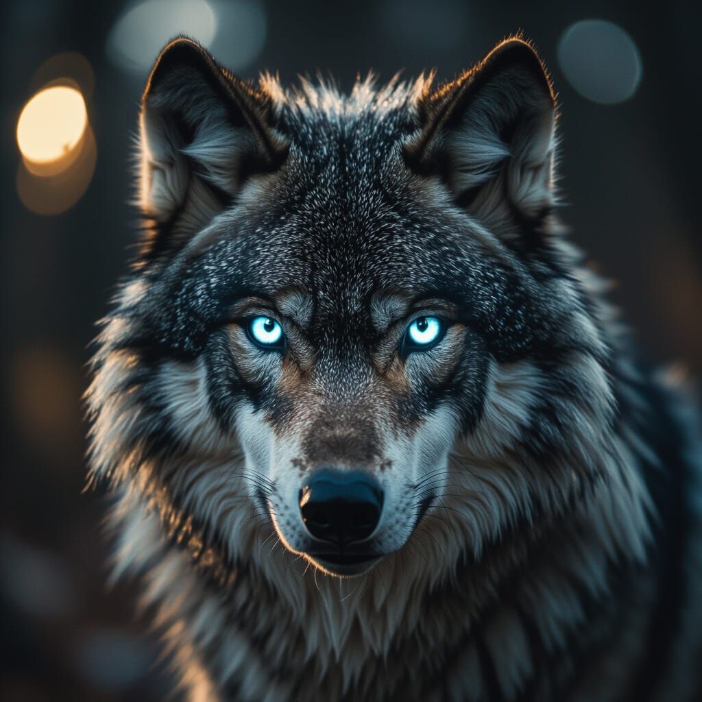 Intelligent Wolf-Like Creature with Glowing Eyes: Cinematic ...