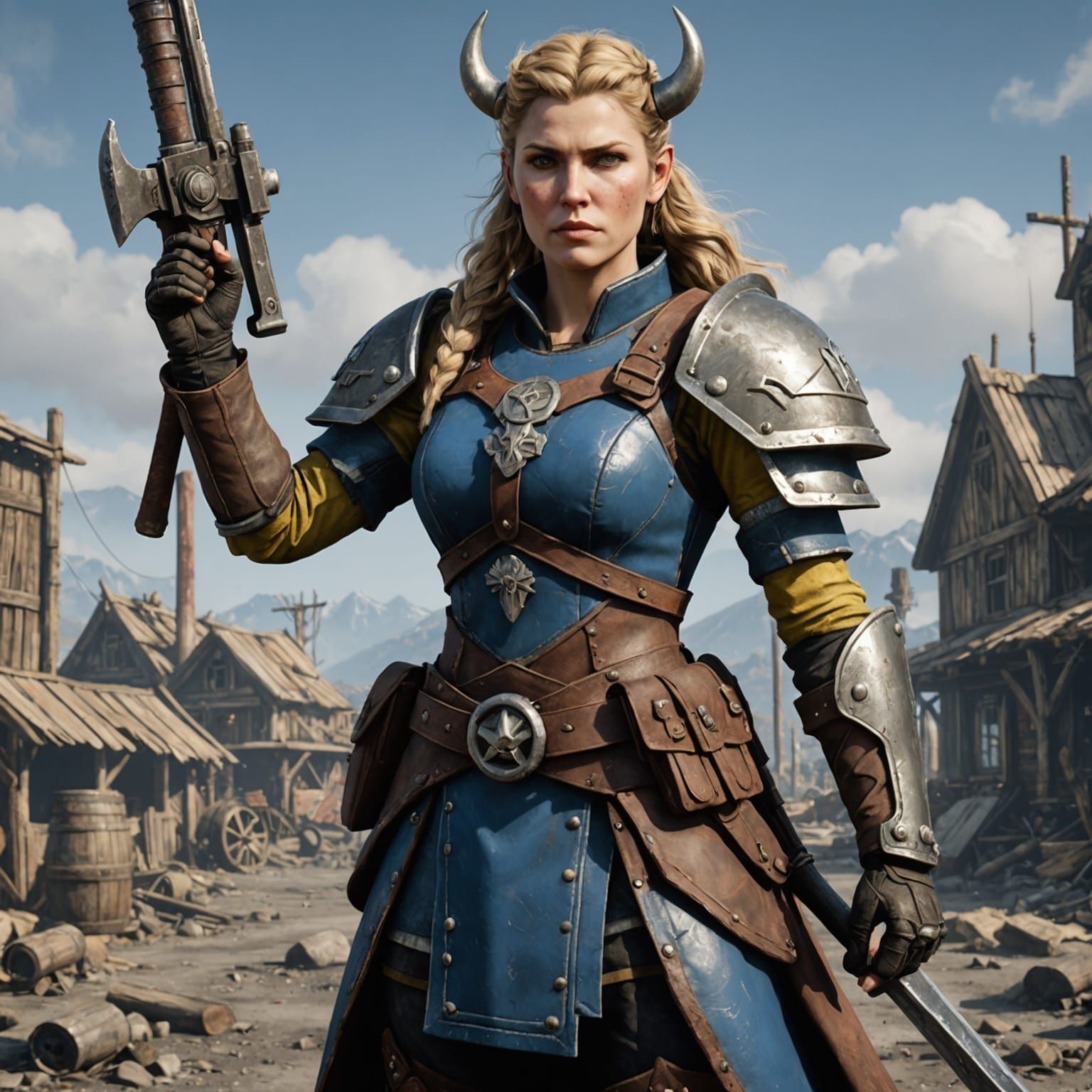 Futuristic Viking Freya in Fallout Style