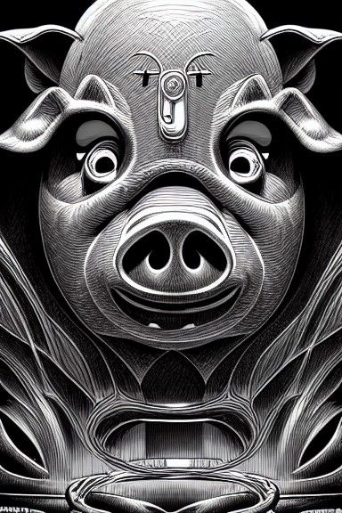 Pig Lord God: Comic Book Charcoal Art
