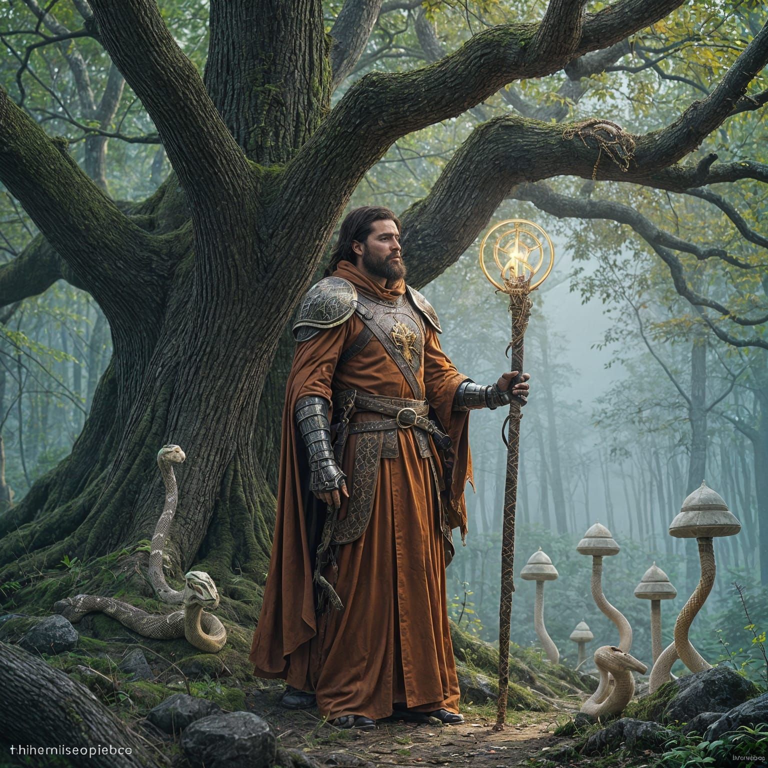 Northern French Canadian Cleric Surrounded by Spirit Guardia...