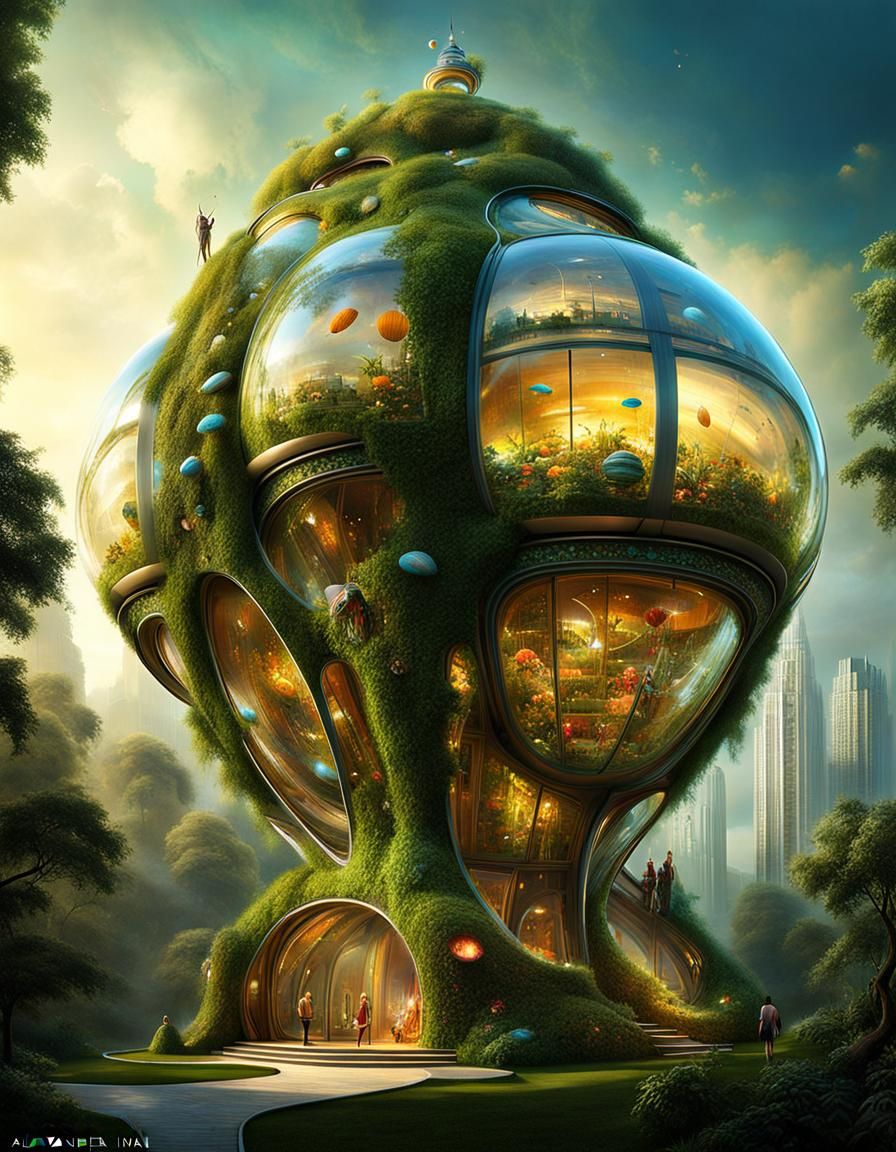 Magical Fairy Village in a Futuristic Palace