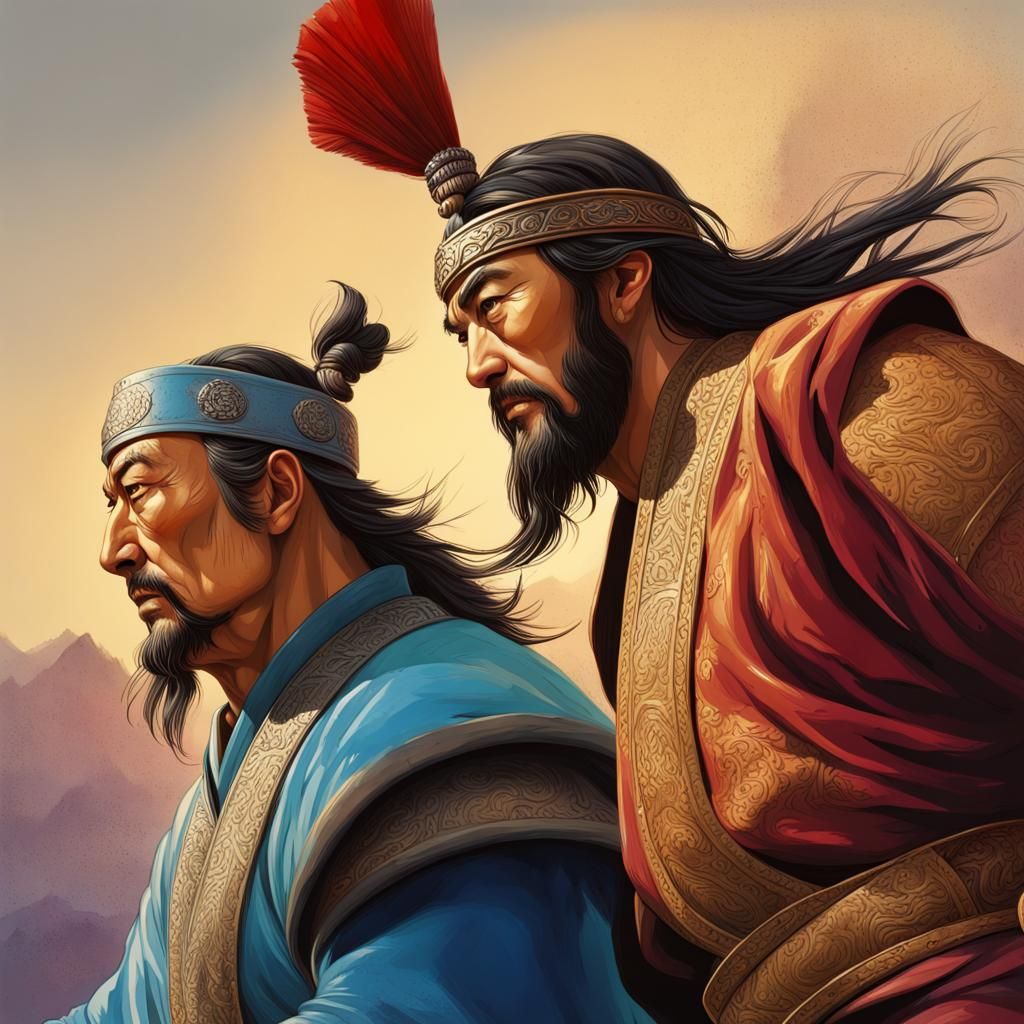 Genghis Khan and Marco Polo: Hyperrealistic Concept Art