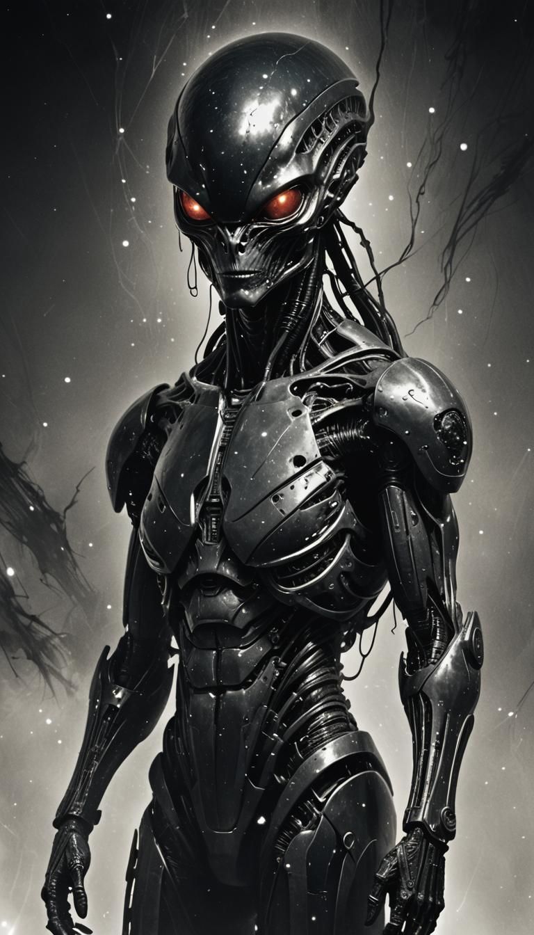 Eerie Alien from Alpha Centauri in Vintage Sci-Fi Style