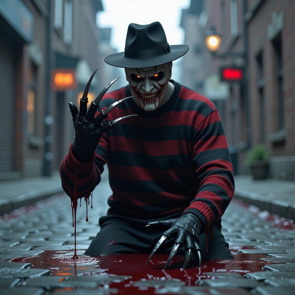 Freddy Krueger in a Gothic Horror Monochrome Portrait