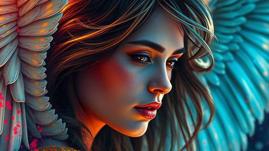 Hyperrealistic Celebrity Portrait with Splash Art Elements